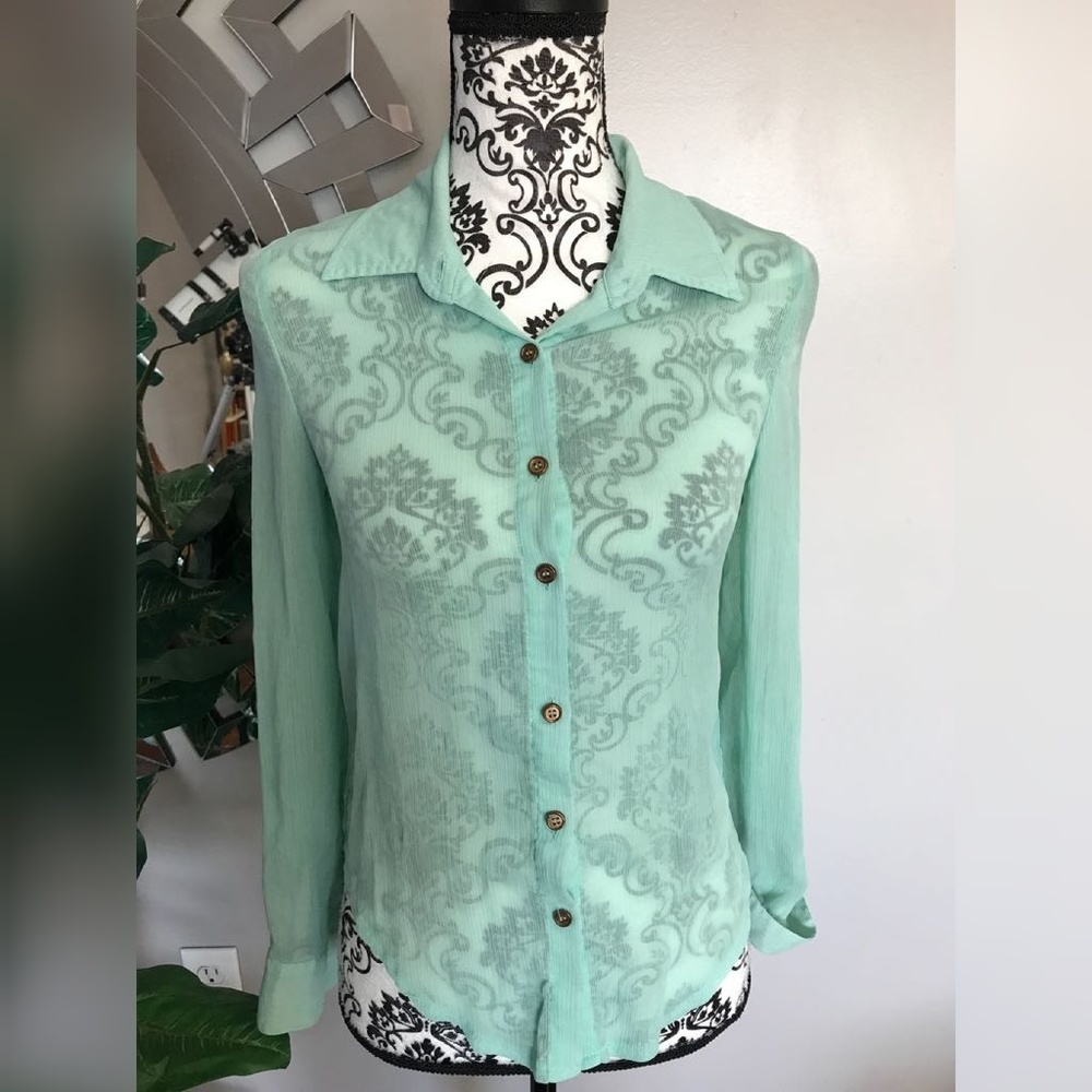 Women sheer button down top